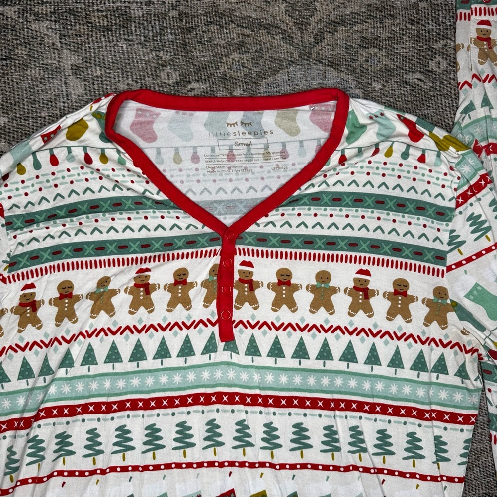 Little Sleepies Women's Pajamas Fair Isle Gingerbread Size Small Christmas - Picture 2 of 4